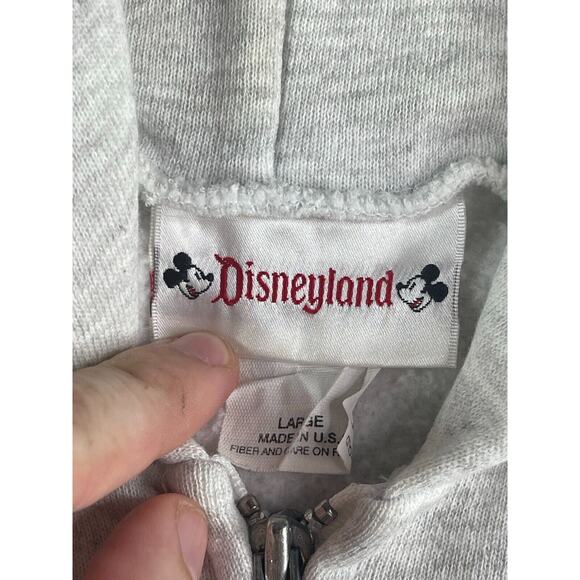Disneyland Sweater Mens Large Gray Vintage Full Zip Made In USA Cotton Blend - Picture 2 of 12
